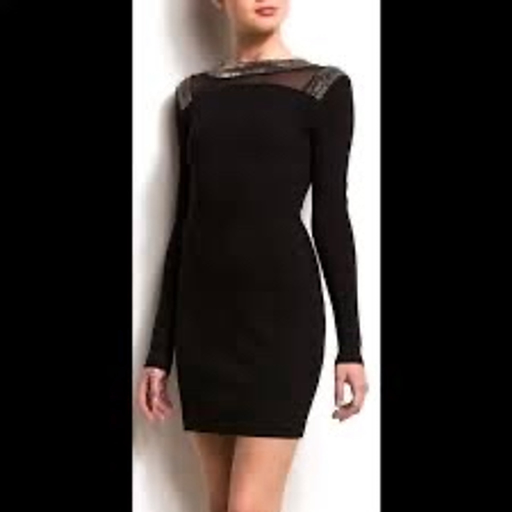 Armani Exchange Black Beaded Long-Sleeve Mini Dress - Size XS